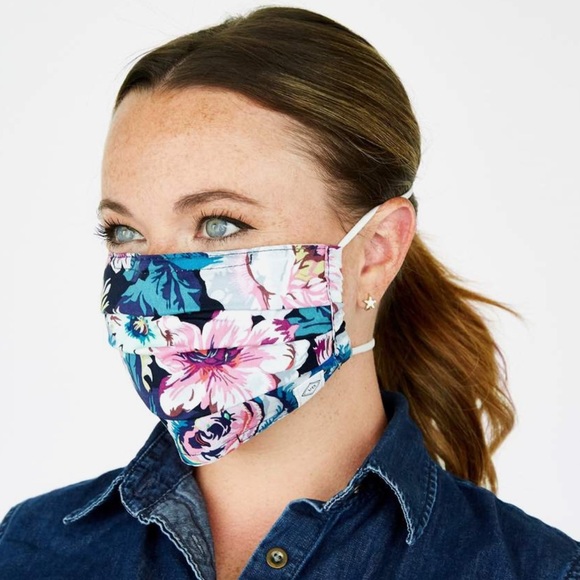 Vera Bradley Pleated Mask - Petite Neon Blooms - Picture 7 of 8